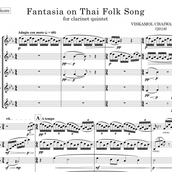 Fantasia on Thai Folk Song (Clarinet Quintet)